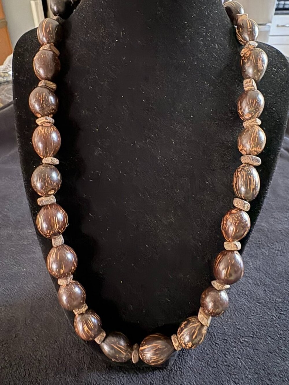 Large brown beaded necklace